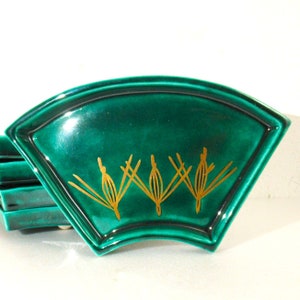 Kuwana banko ware "Japanese hand fan shape" plate by Zuizan Kaga 3rd (b.1944-). Japanese ceramic dish / PotteryCollection