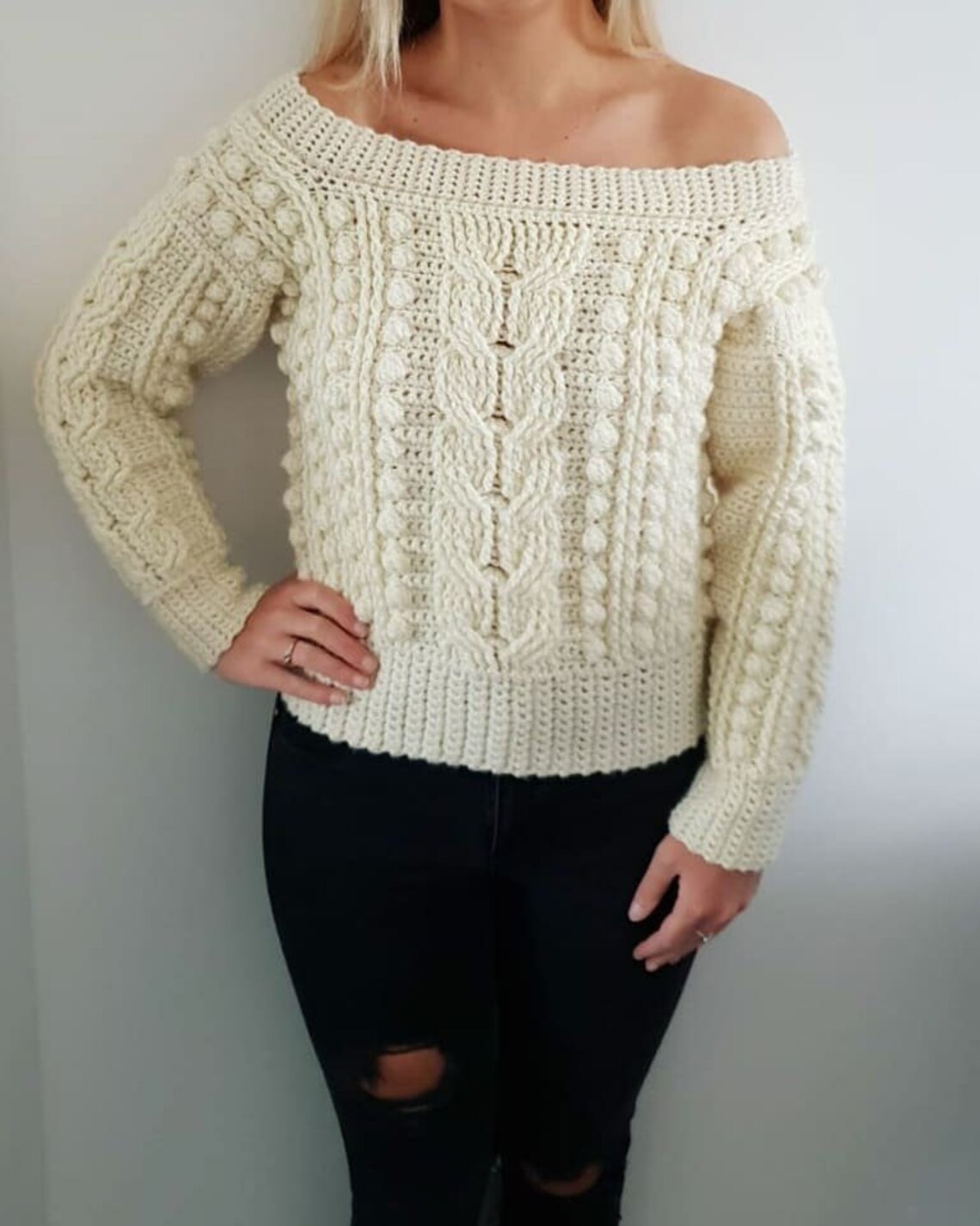 Upland Crochet Sweater - Island Coconut