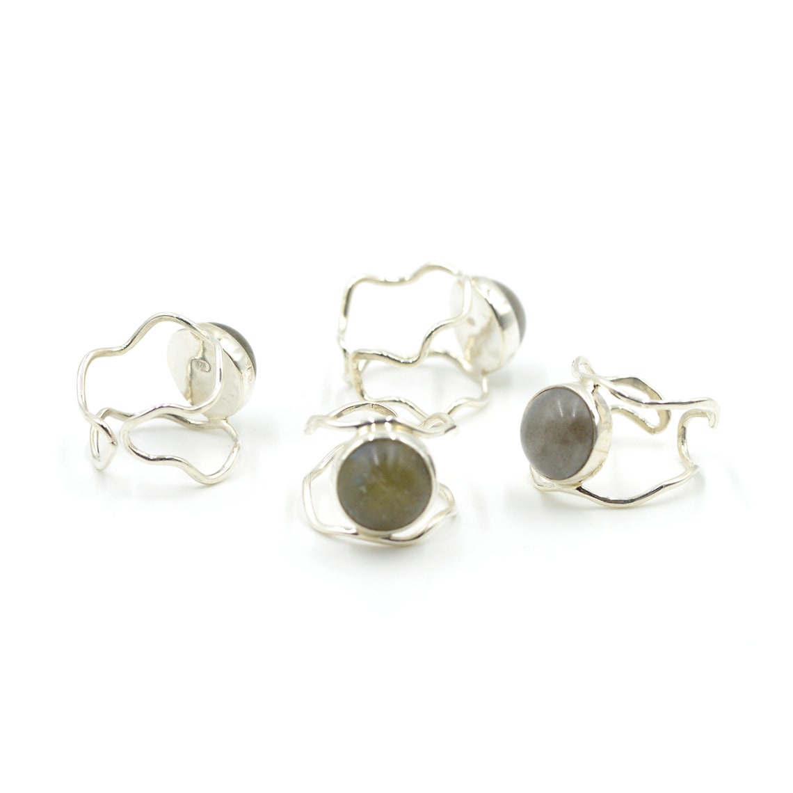 Labradorite Adjustable Ring Open Double Bar Gold Ring With Etsy