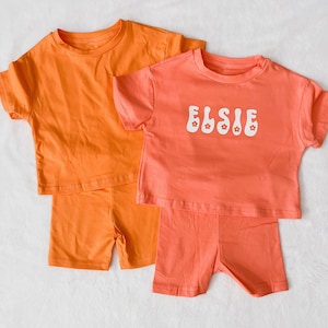 Guava and Mango Tango Biker Short Custom Personalized Name Toddler Kid Sets image 5