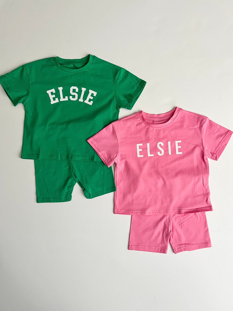 Malibu Strawberry and Watermelon Sugar Biker Short Custom Personalized Name Toddler Kid Sets image 8