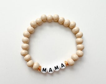 Neutral Wooden Mama Bracelet