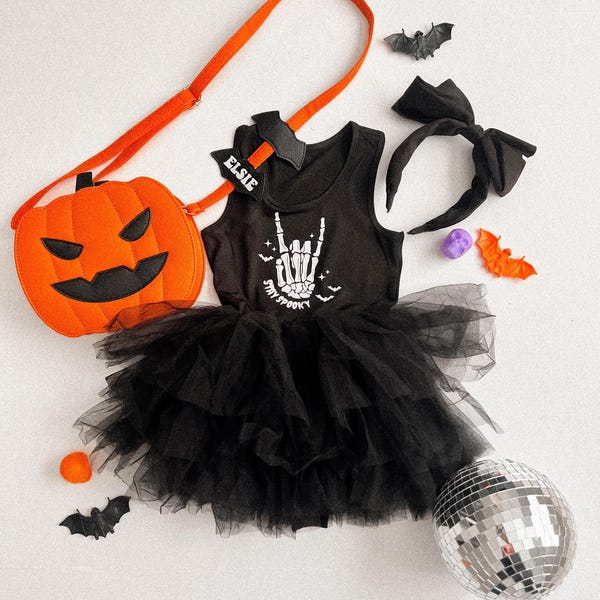 Halloween Spooky Season Skeleton Toddler Girls Tutu Dress