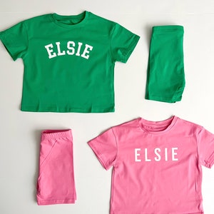 Malibu Strawberry and Watermelon Sugar Biker Short Custom Personalized Name Toddler Kid Sets image 3