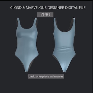 3D Digital Garment One-Piece Swimwear ZPRJ - CLO3D & Marvelous Designer + Tutorial how to create another style