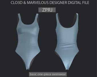 3D Digital One-Piece Swimwear ZPRJ File – CLO3D & Marvelous Designer