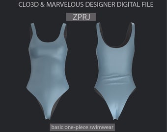 3D Digital Garment One-Piece Swimwear ZPRJ - CLO3D & Marvelous Designer + Tutorial how to create another style