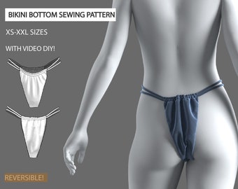 DIY Sewing Pattern | Reversible Bikini Bottom swimwear pattern with tutorial | Instant download