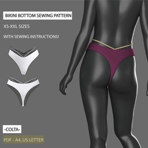 Sewing Pattern bikini bottom Reversible | Digital PDF Bikini Sewing Pattern | Instant download | XS - XXL
