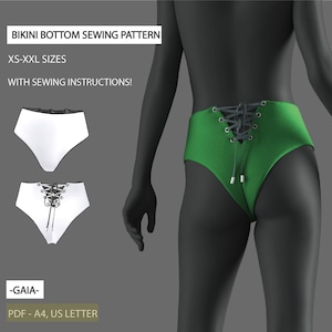 Digital Sewing Pattern Bikini Bottom | Sexy high waist swimsuit with cutout | With Sewing Instructions xs-xxl (US 2-16, EU 36-48)