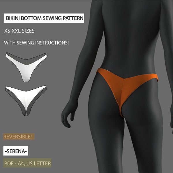Digital Sewing Pattern Reversible Bikini Bottom | Sexy bikini to sew | Instant Download With Sewing Instructions xs-xxl (US 2-16, EU 36-48)