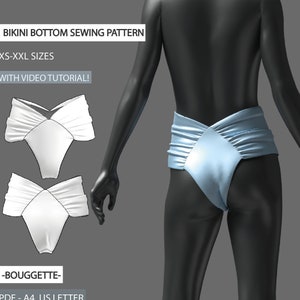 Swimwear Sewing Pattern with video tutorial | Reversible Brazilian Bikini Bottom | Womens Sewing Patterns xs-xxl  (US 2-16, EU 36-46)