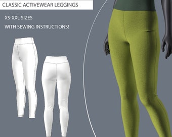 Patron de couture pour leggings taille haute | Femmes TP-XXL (Patron PDF)