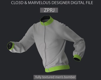 3D Digital Garment Men's bomber ZPRJ - CLO3D & Marvelous Designer