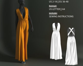 Molde para Macacão Sem Costas | Calça Palazzo Evasê (Download Digital)