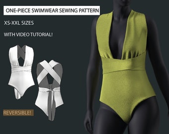 Women’s Sewing pattern Multi-way One Piece Swimsuit | Digital Swimwear Pattern | Sewing DIY xs-xxl sizes (US 2-16, EU 36-48)
