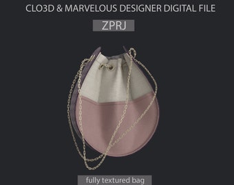 3D Bag Digital File - CLO3D & Marvelous Designer (ZPRJ)