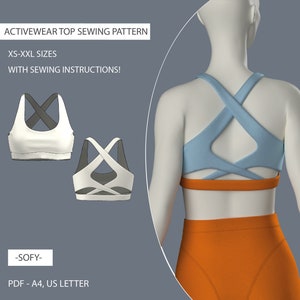 Sewing pattern sports top | activewear gym top sewing pattern | Yoga top Instant download | xs-xxl (US 2-16, EU 36-48)