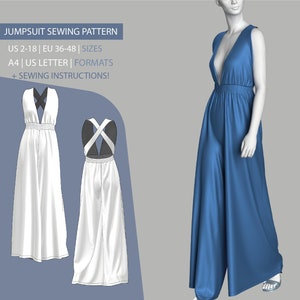Summer Women’s Jumpsuit sewing Pattern | Digital sewing pattern | romper sewing pattern | Instant download sizes US 2-16, EU 36-48