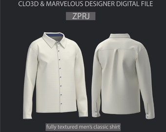 3D Digital Garment Men's shirt ZPRJ - CLO3D & Marvelous Designer