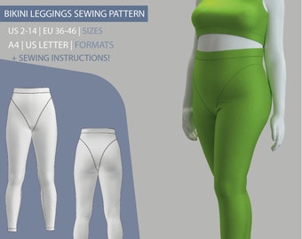 No seam leggings sewing pattern | Women's Sport yoga Legging digital sewing pattern | Instant download | XS-XL sizes (US 2-14, eu 36-44)