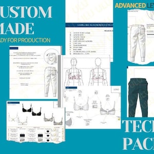 Apparel Tech Pack Custom Made Fashion Design Tech Pack with Fashion Template - ADVANCED LEVEL - Made to Order Tech Pack