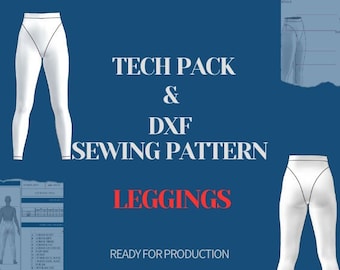 Leggings Tech Pack Template, Fashion Design (PDF, AI, DXF)