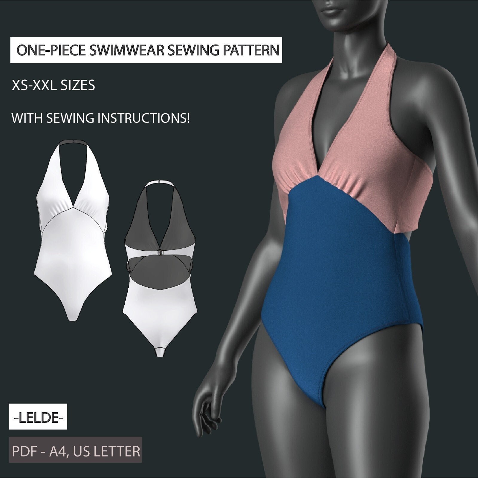 Bikini and One Piece Bathing Suit Swimwear Sewing Pattern 