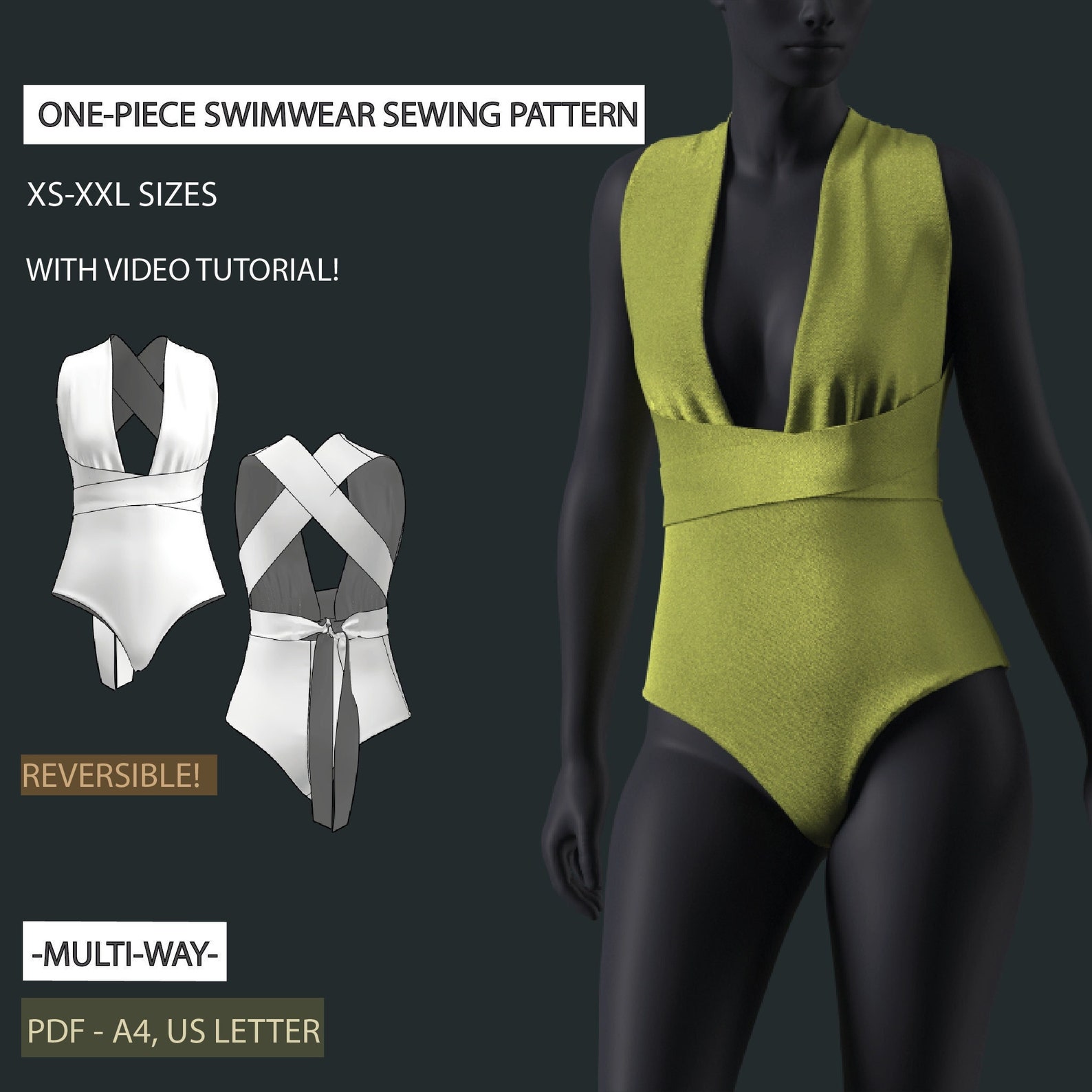 costume da bagno elegante pattern reversibile