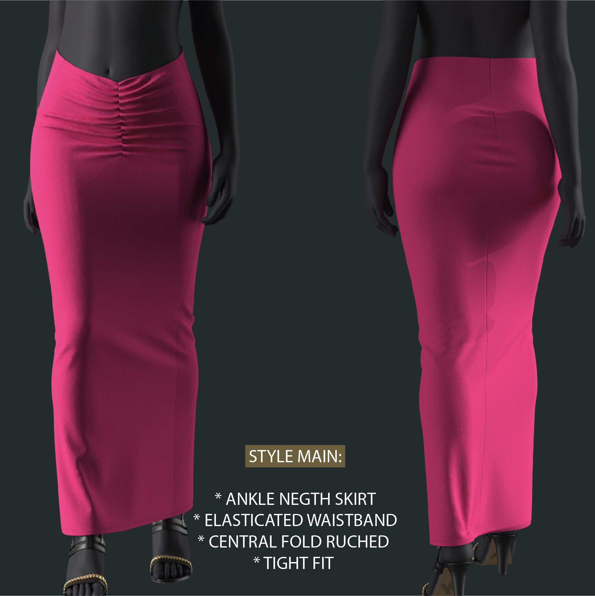 【NONCODE】Nute Set up Banding Long Skirt Ni Side Slit Skirt
