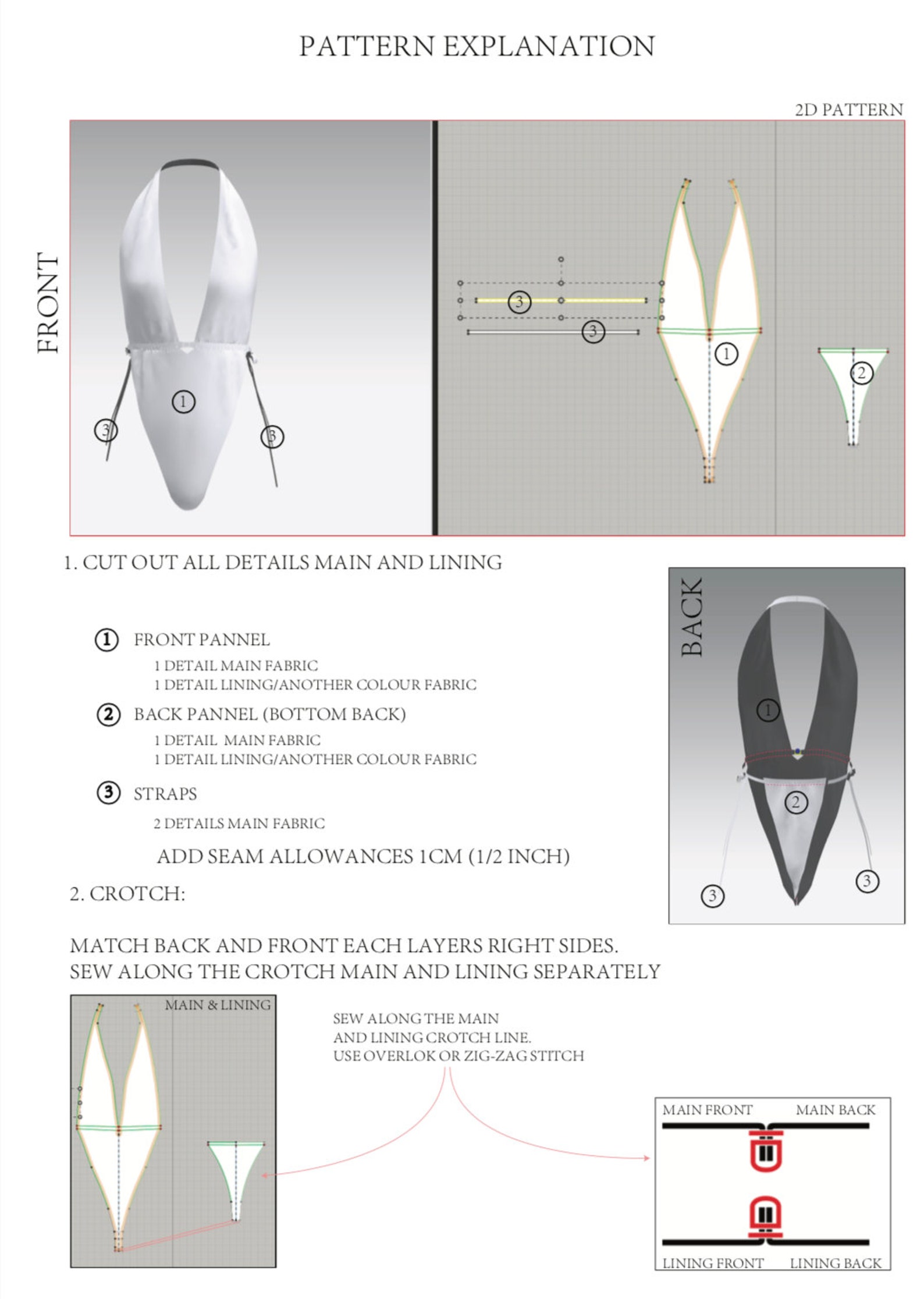 Sewing Pattern Swimsuit Reversible one-piece swimwear | Etsy