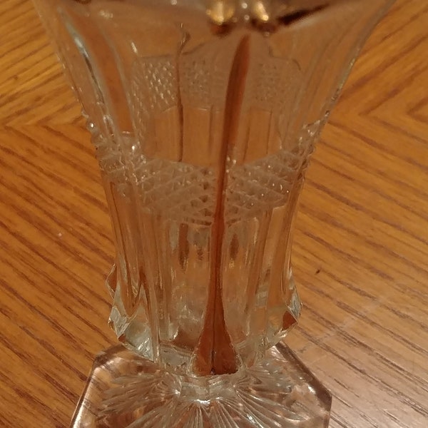 Etched Crystal Bud Vase with Gold Accented Rim
