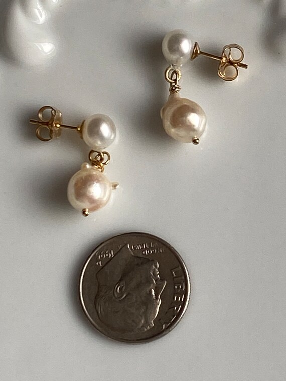 VINTAGE AAA 5.6mm Akoya pearl earrings 8.4mm Akoy… - image 8