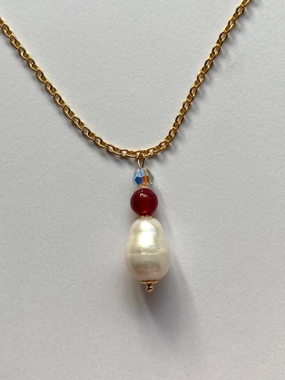 Ruby Baroque Pendant Necklace