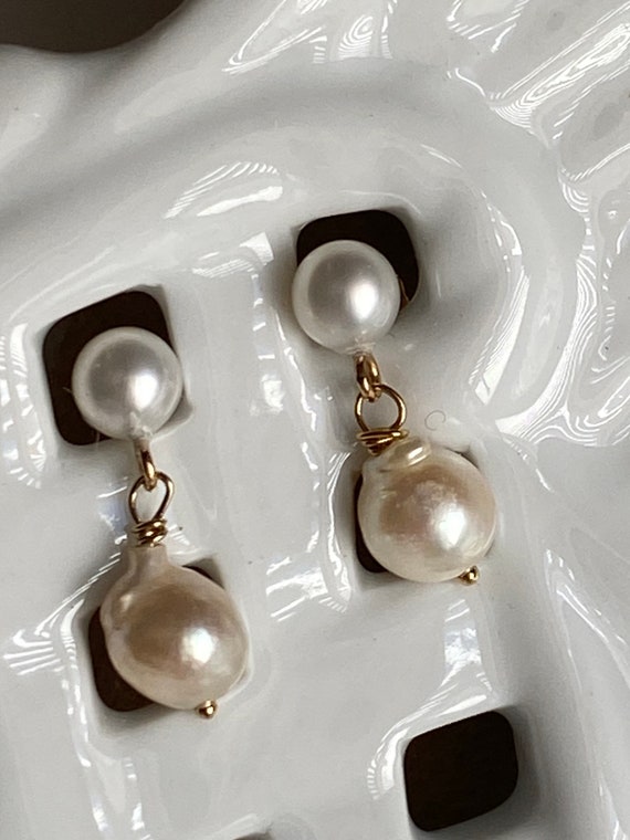 VINTAGE AAA 5.6mm Akoya pearl earrings 8.4mm Akoy… - image 1