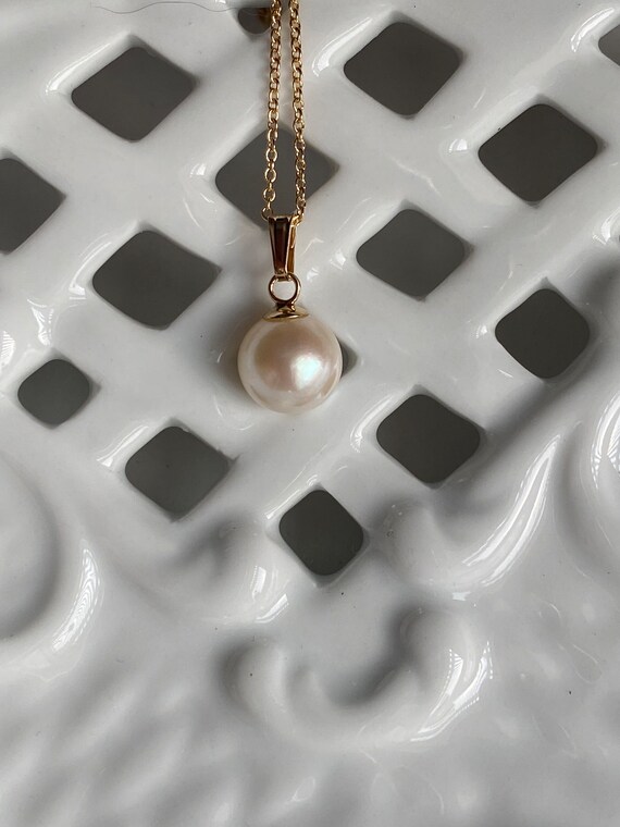 Japanese Akoya Pearl necklace pendant-6.6mm Pearl… - image 4