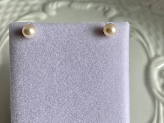 Japanese Saltwater Akoya pearl studs -6.3m pearls… - image 8