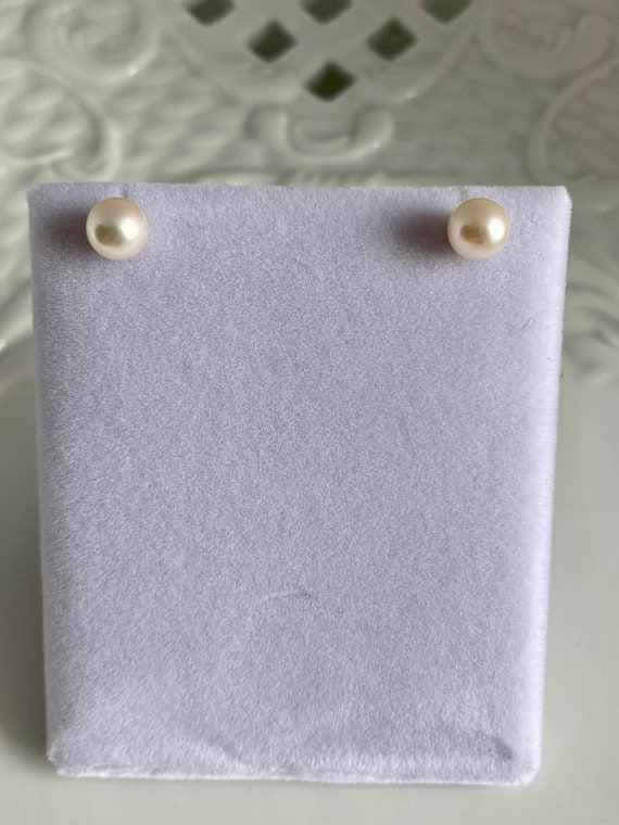 Japanese Saltwater Akoya pearl studs -6.3m pearls… - image 3