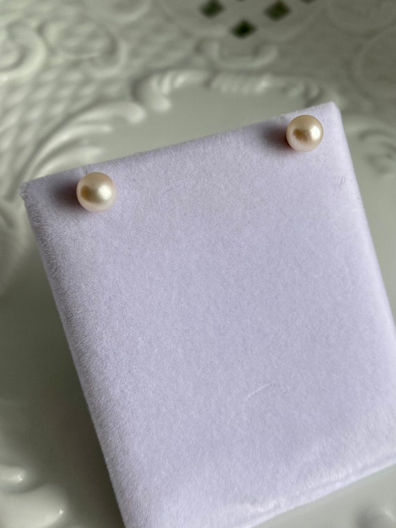 Japanese Saltwater Akoya pearl studs -6.3m pearls… - image 4