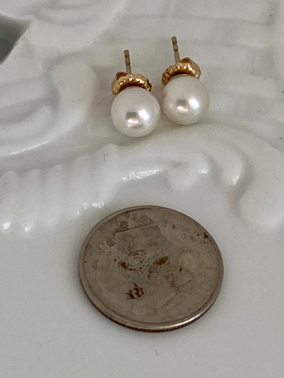 Japanese Saltwater Akoya pearl studs -6.3m pearls… - image 9