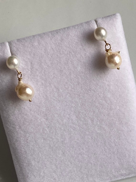 VINTAGE AAA 5.6mm Akoya pearl earrings 8.4mm Akoy… - image 2