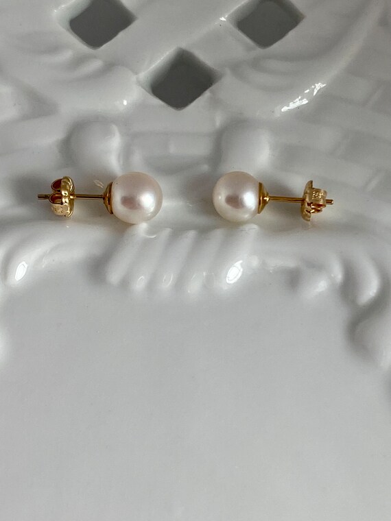 Japanese Saltwater Akoya pearl studs -6.3m pearls… - image 7