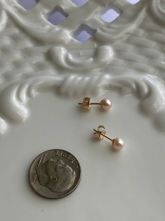 Japanese saltwaterAKOYA pearl earrings - 3.6mm Go… - image 3