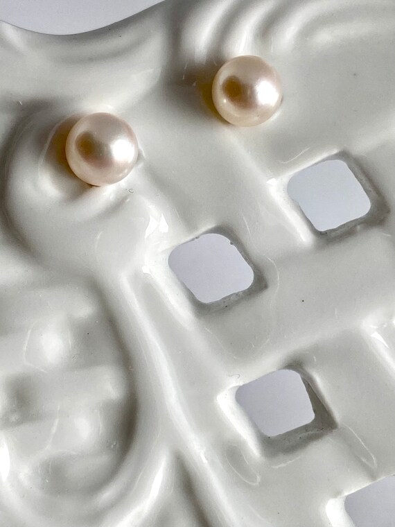Japanese Saltwater Akoya pearl studs -6.3m pearls… - image 5