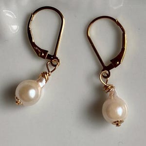 10mm Akoya Teardrop Pearl earrings -Vintage baroque pearls - on 14k gold-filled everbacks - June Birthstone.