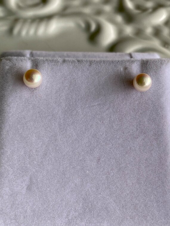 Japanese saltwater Pearl Studs - 5mm - AAA cultur… - image 2