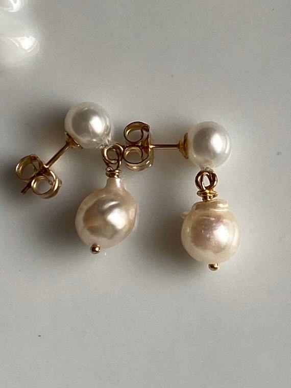 VINTAGE AAA 5.6mm Akoya pearl earrings 8.4mm Akoy… - image 3