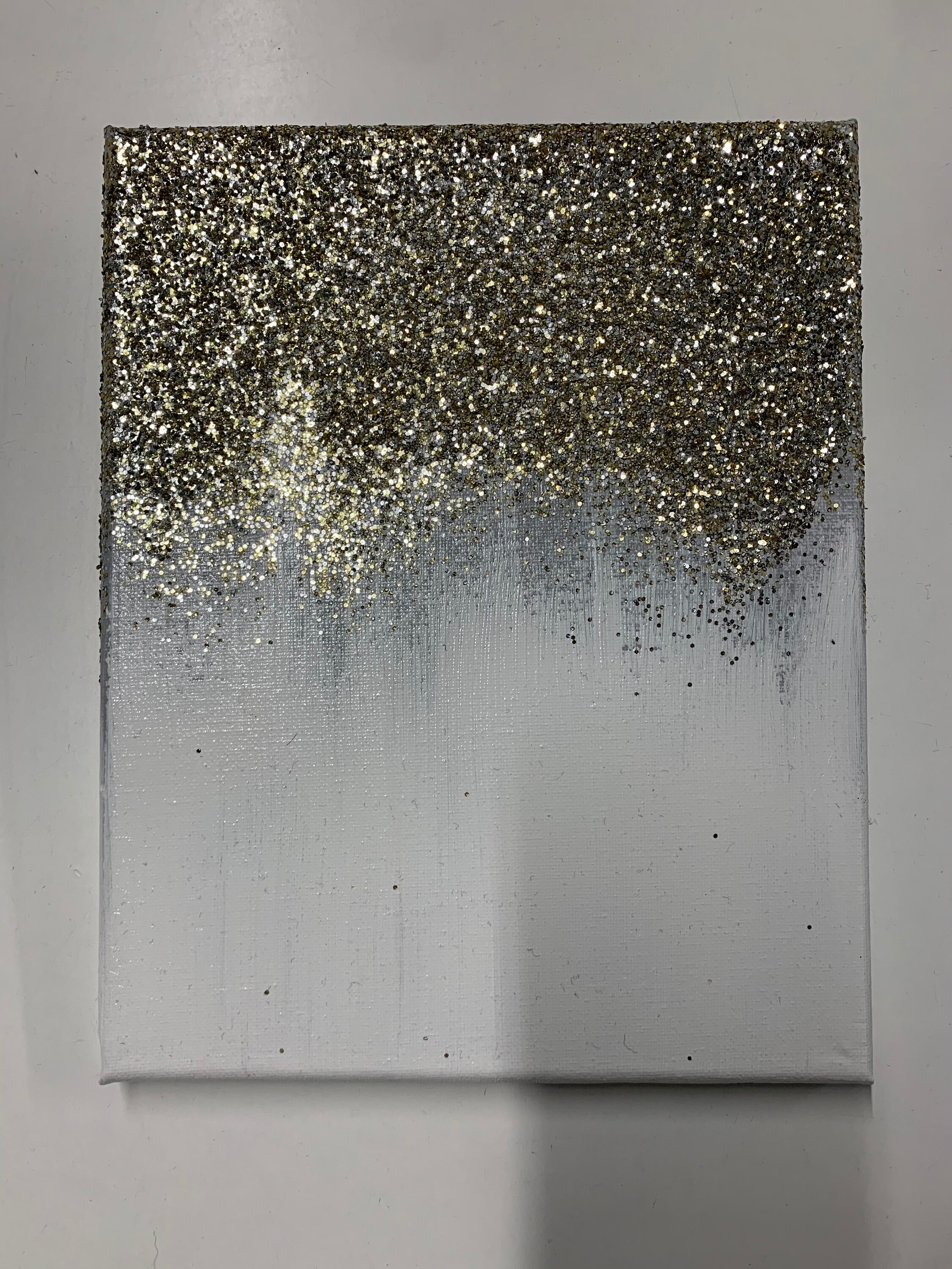 Gold / Silver and White Glitter Wall Art / Acrylic Glitter Etsy