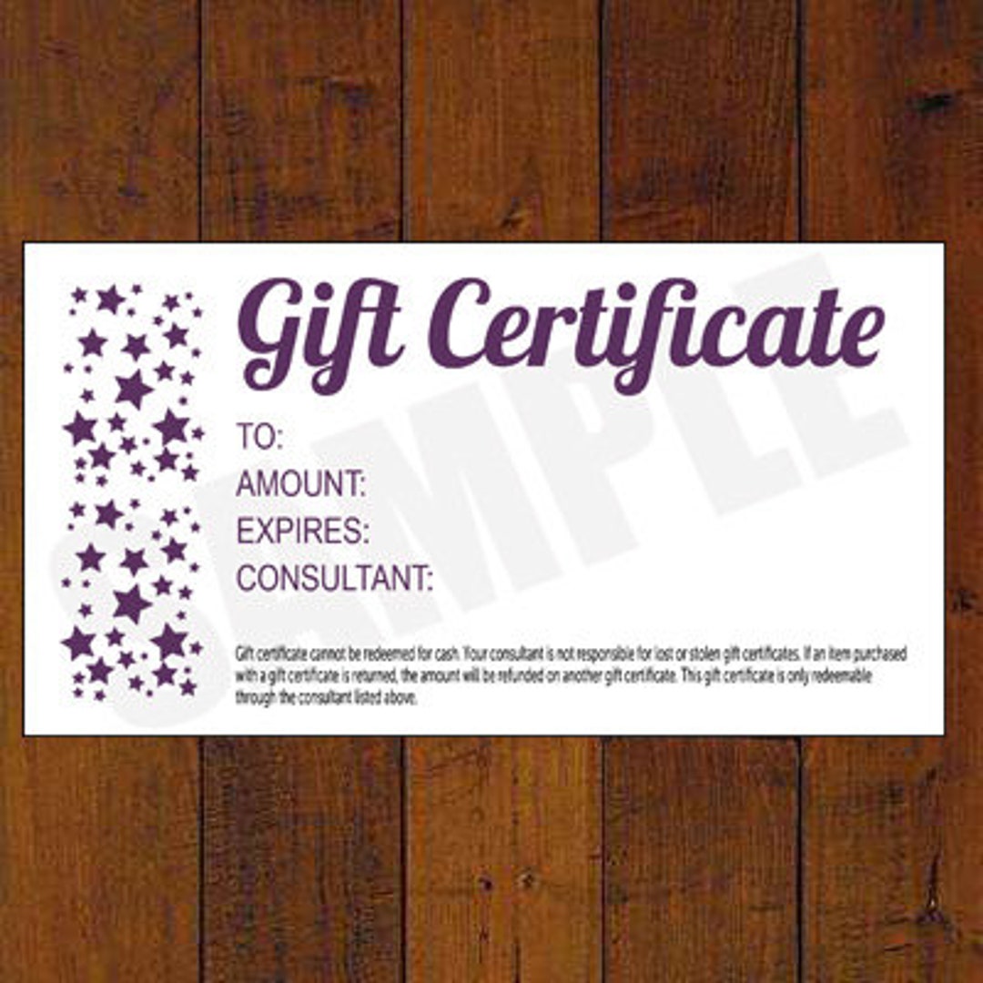 Instant Download Printable Gift Certificate for Direct Sales ...