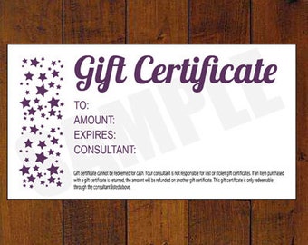 Instant Download Printable Gift Certificate for Direct Sales Independent Home Fragrance Consultant
